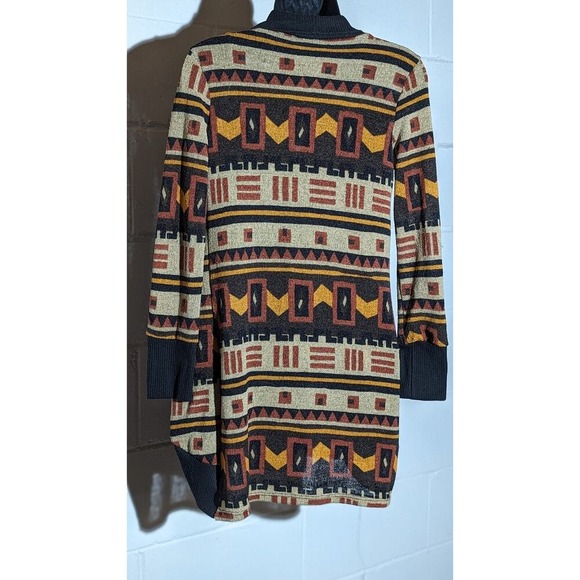 Rue 21 Geometric Aztec Print Cardigan Sweater Open Front Knit Long Sleeve Medium - Picture 3 of 5